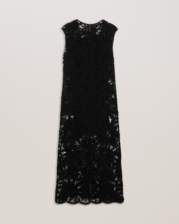 Peignoir Ted Baker Floral Crochet Sleeveless Midi Noir Femme | QZJ-20724121